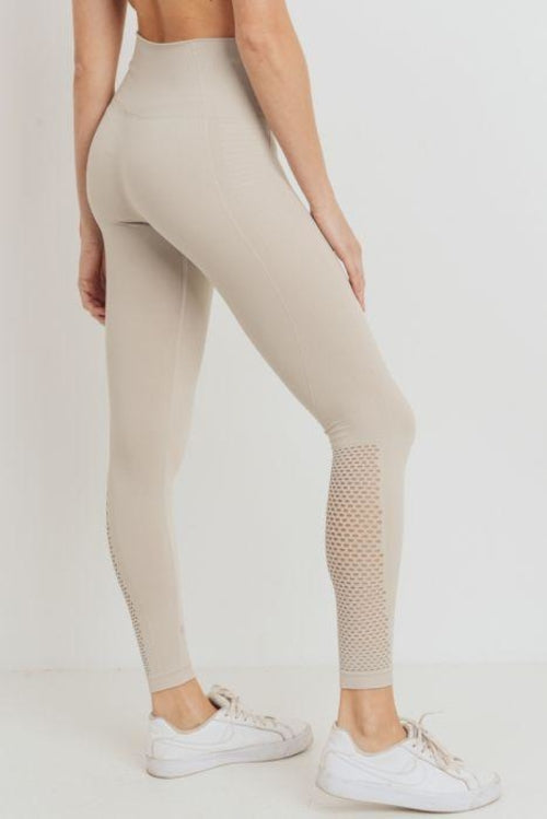 Ribbed and Perforated Seamless Highwaist Leggings