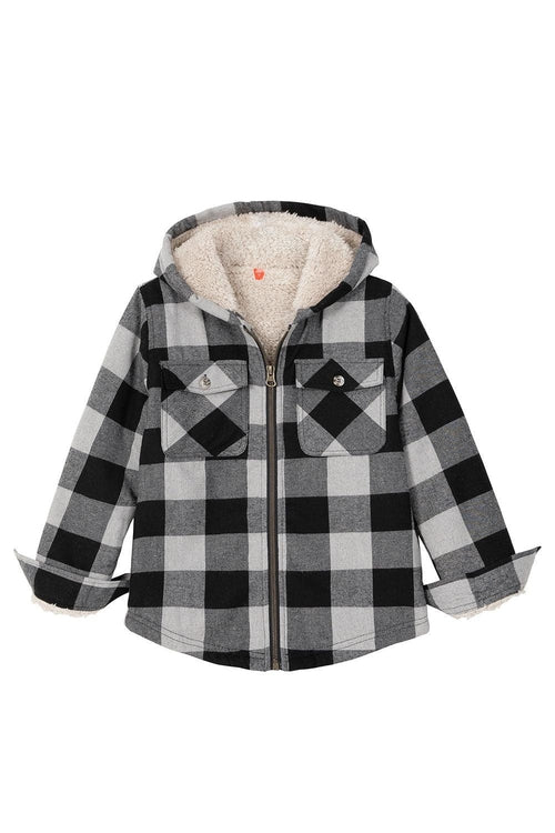 Boys Sherpa Lined Flannel Jacket,Full Zip Up Plaid