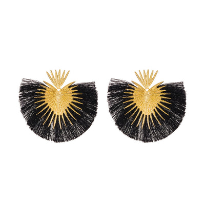 Simplified Fan-shaped Exaggerated Tassel Geometric Ear Nail Earrings