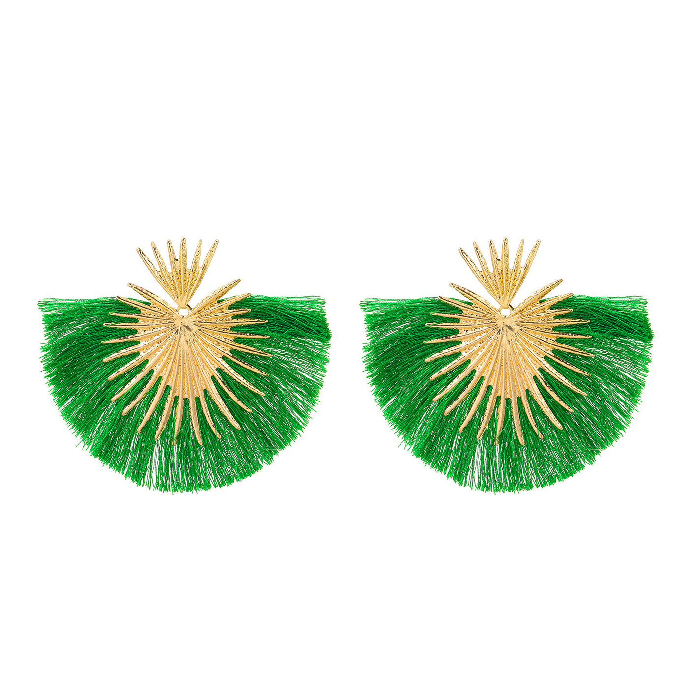 Simplified Fan-shaped Exaggerated Tassel Geometric Ear Nail Earrings