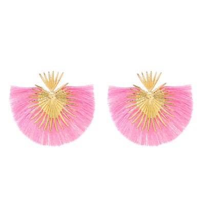 Simplified Fan-shaped Exaggerated Tassel Geometric Ear Nail Earrings