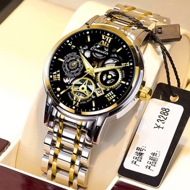 Hollow Men's Watch Men's Waterproof Luminous Calendar