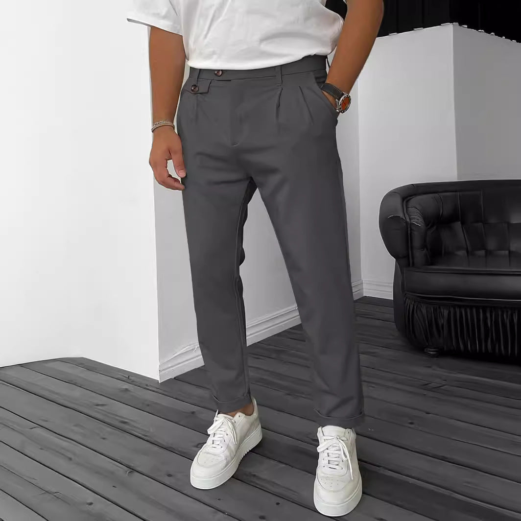 Men's Solid Color Casual Tappered Business Pants