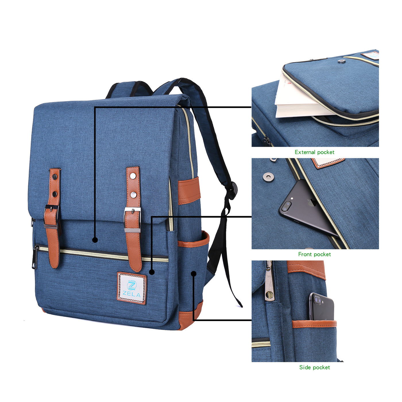 Slim Backpack,College, School & Business Fits 15-inch Laptop-Dark Blue