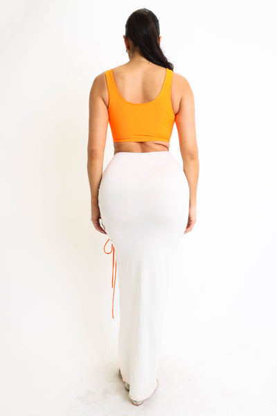 ColorBlock Side Lace up Top & Matching Maxi Skirt.