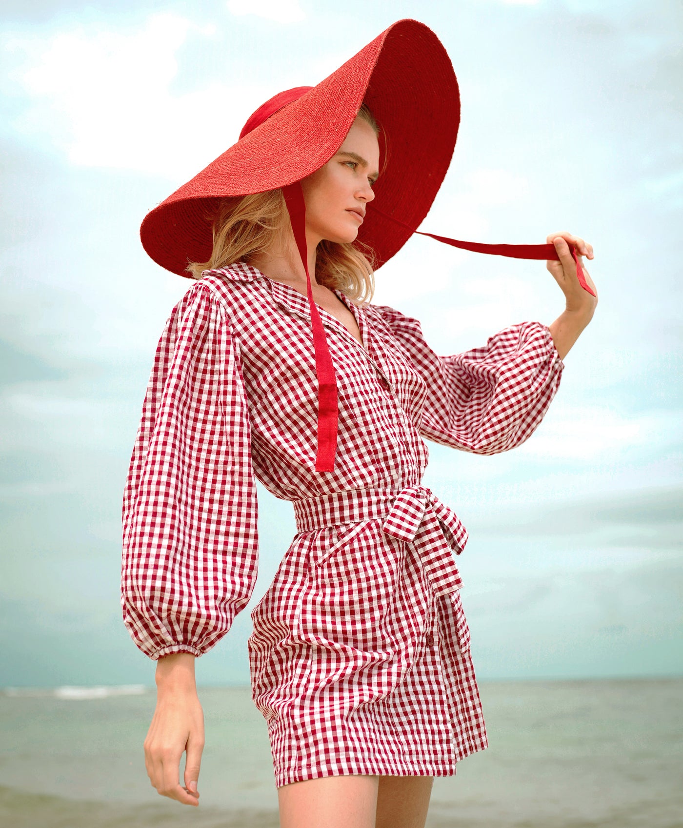 MEGHAN Mini Dress, in Gingham Red