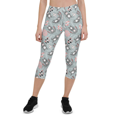 Cute Easter Bunny Capri Leggings for Women