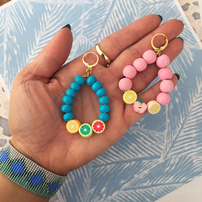 Juicy Fruit Earrings - Blue / Pink