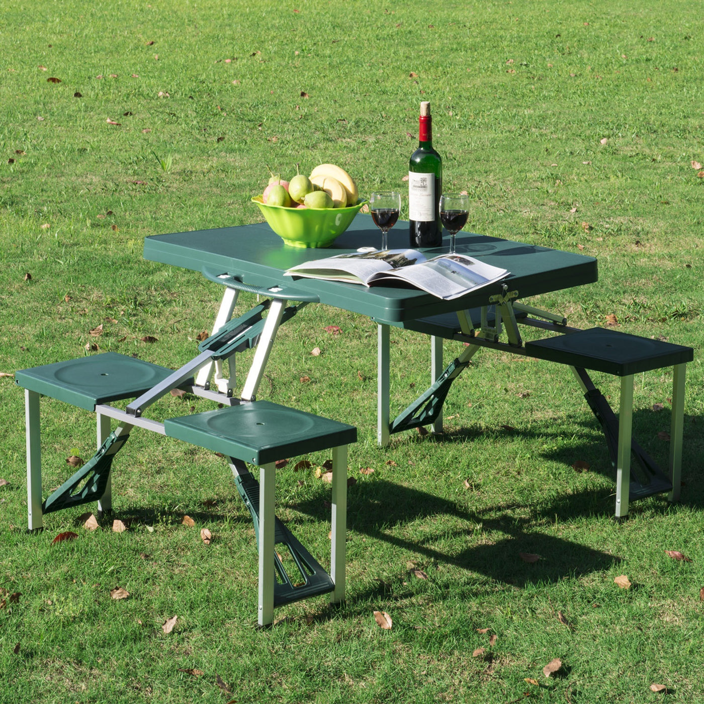 Outsunny Folding Picnic Table Chair Set Portable Junior Outdoor