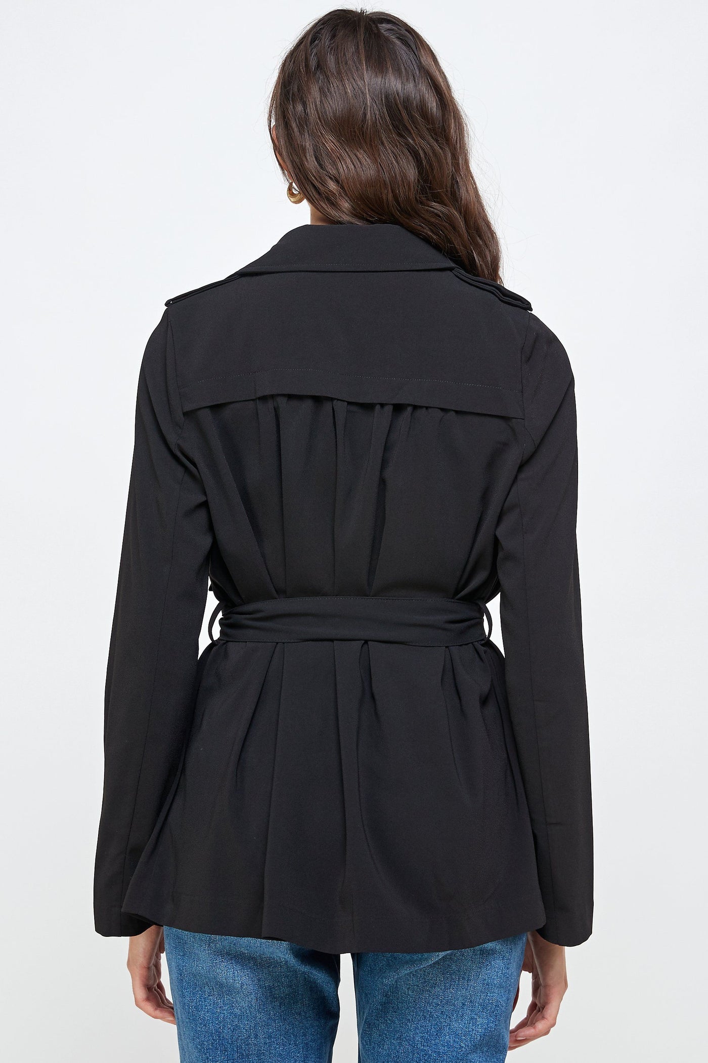 Draped Collar Trench Coat Jacket Top