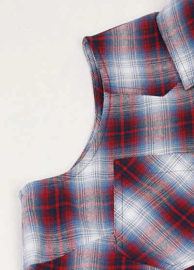 Women's Western Snap Pearl Plaid Vest