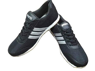 Unisex Sports PU Black Cricket Marathon Shoes