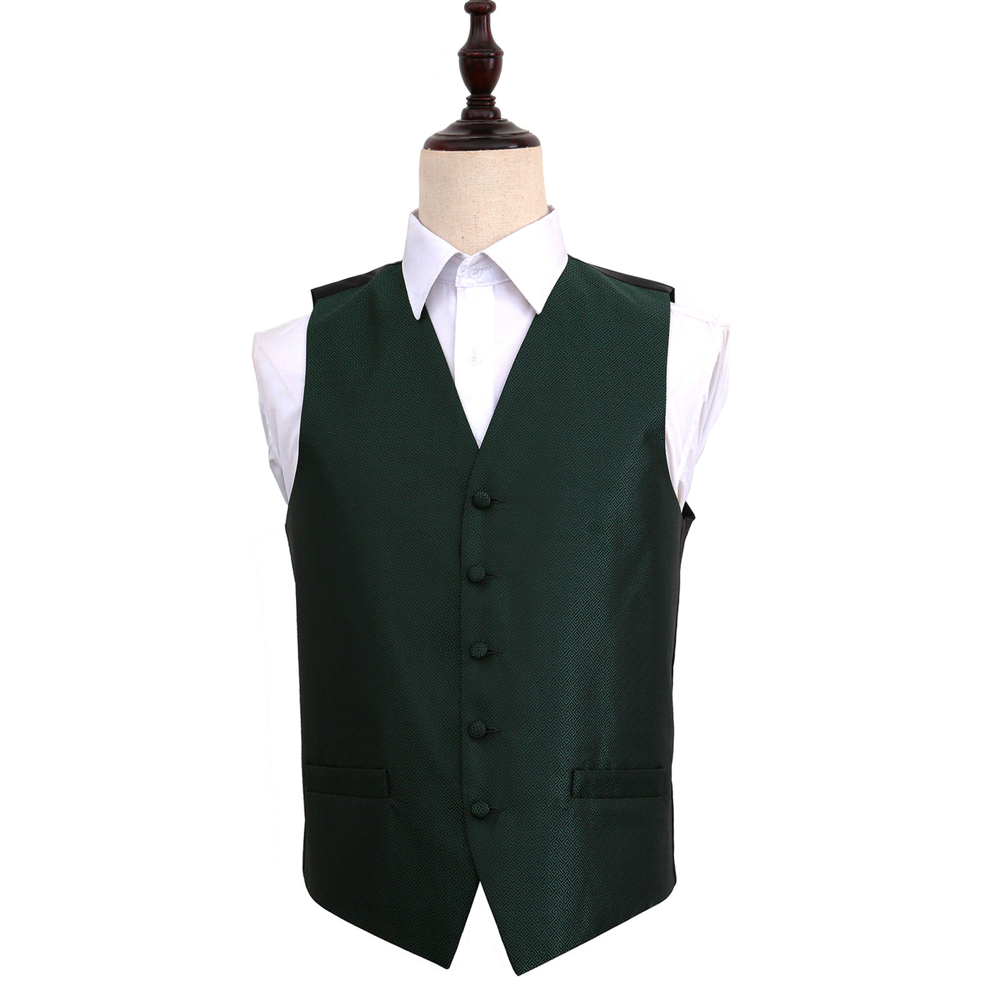 Greek Key Waistcoat - Dark Green, 48'