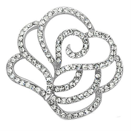 LO2813 - Imitation Rhodium White Metal Brooches with Top Grade Crystal