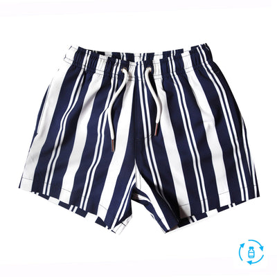 Navy Stripes - Kids Swim Trunks