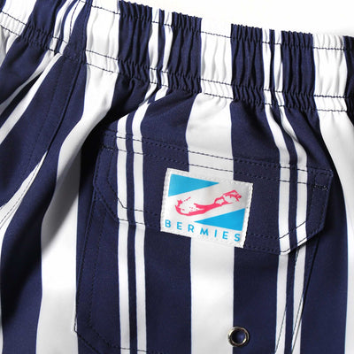 Navy Stripes - Kids Swim Trunks