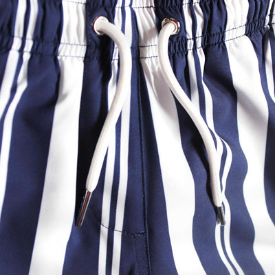 Navy Stripes - Kids Swim Trunks