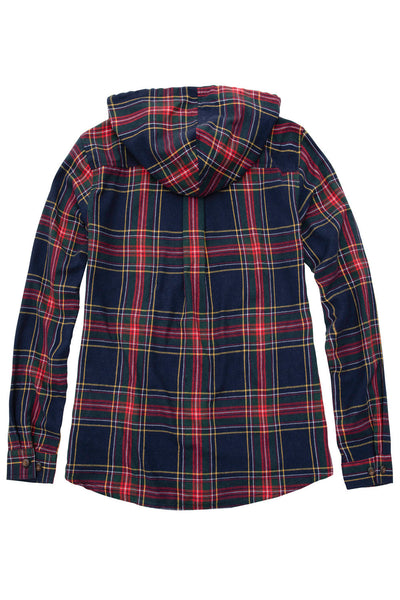 Women's Hooded Plaid Brushed Flannel Shirt,Full Zip Flannel Hoodie