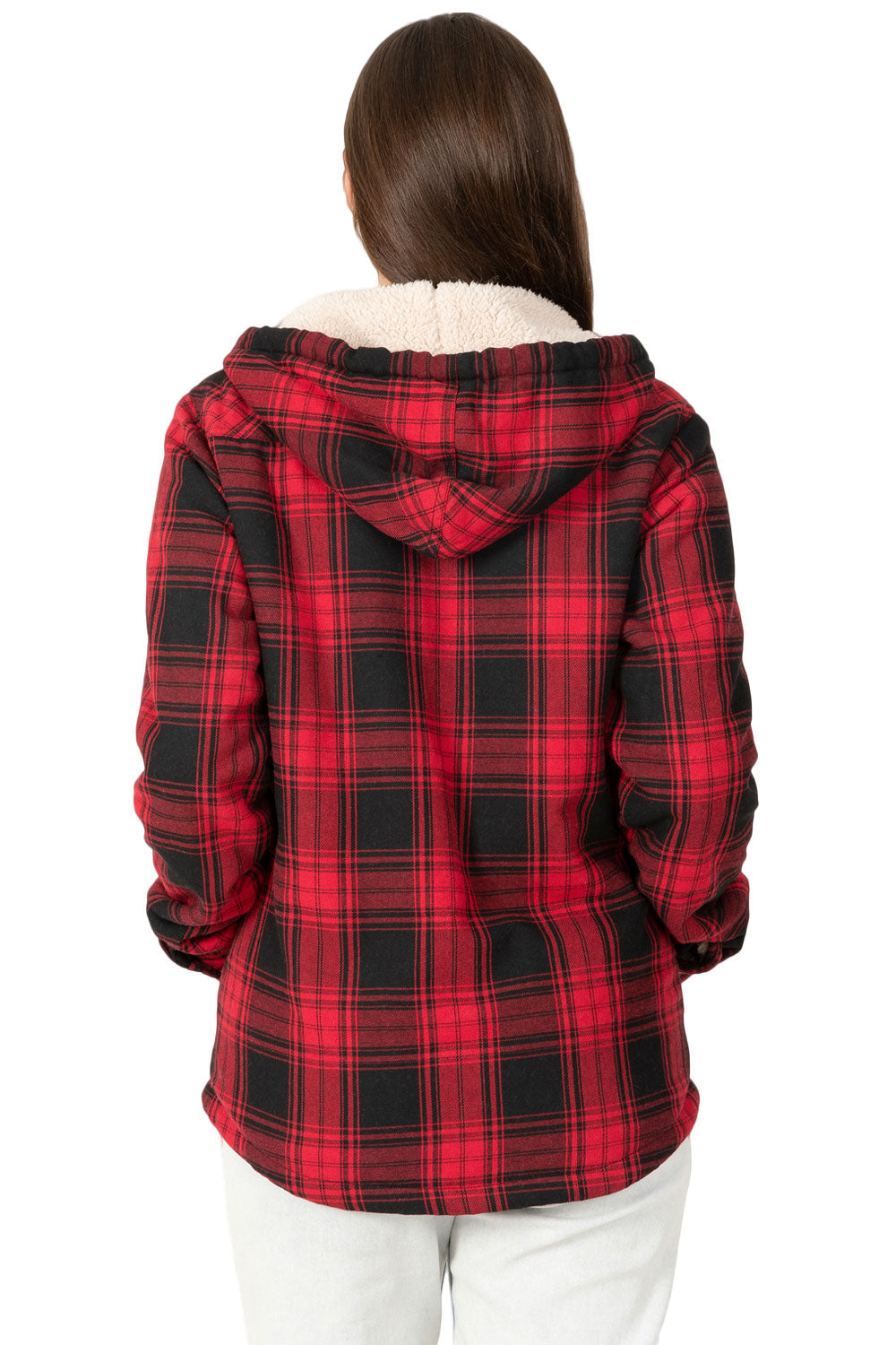 Women's Matching Family Zip Up Red Plaid Flannel Hoodie