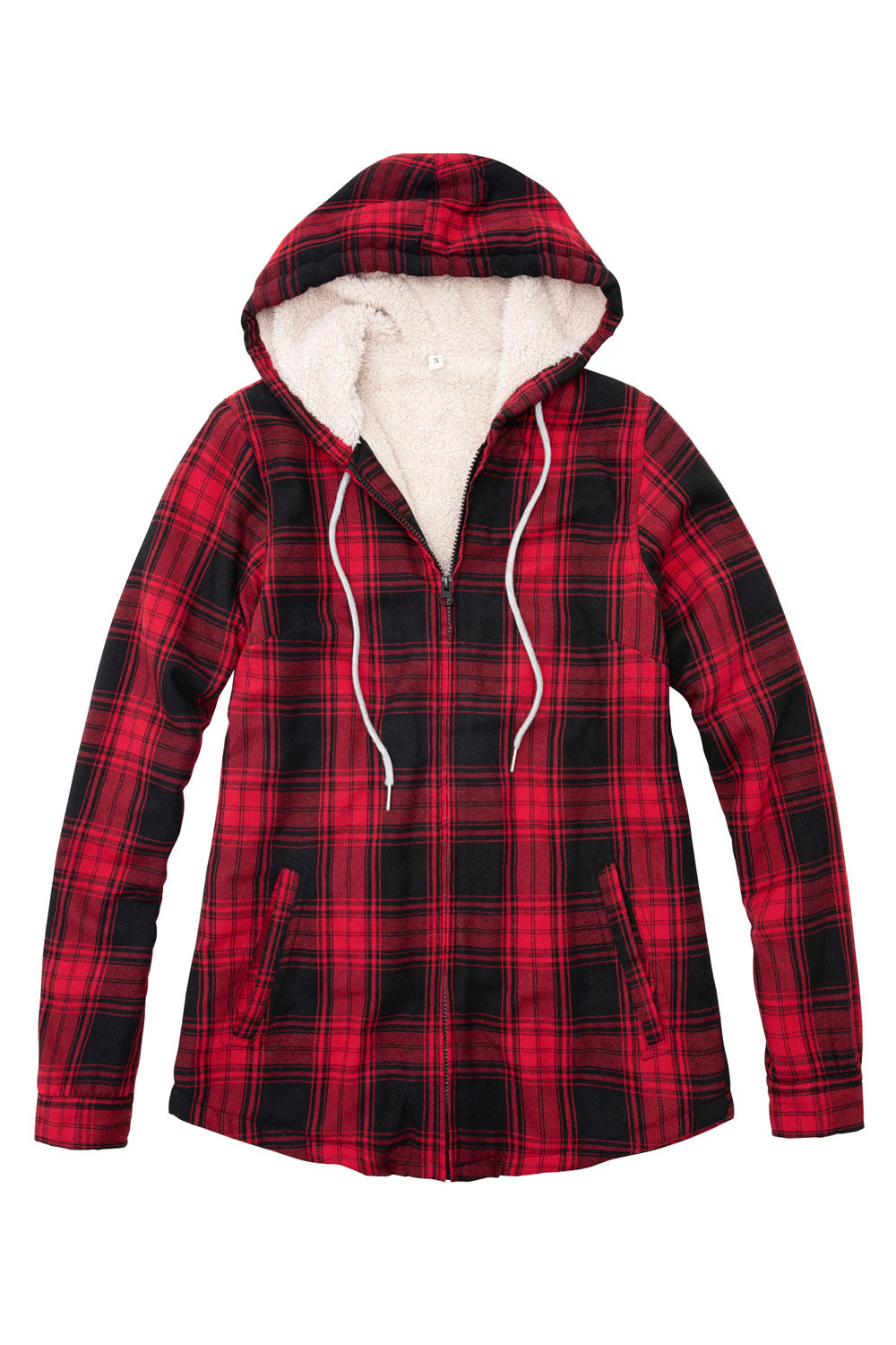 Women's Matching Family Zip Up Red Plaid Flannel Hoodie