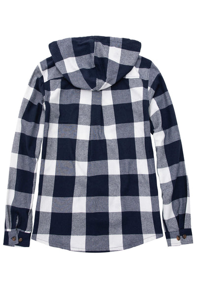 Women's Hooded Plaid Brushed Flannel Shirt,Full Zip Flannel Hoodie