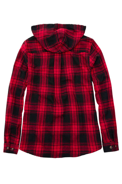 Women's Hooded Plaid Brushed Flannel Shirt,Full Zip Flannel Hoodie