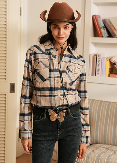 Women's Western Flannel Plaid Shirt