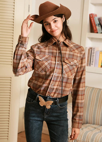 Women's Western Flannel Plaid Shirt