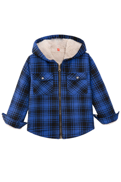 Boys Sherpa Lined Flannel Jacket,Full Zip Up Plaid